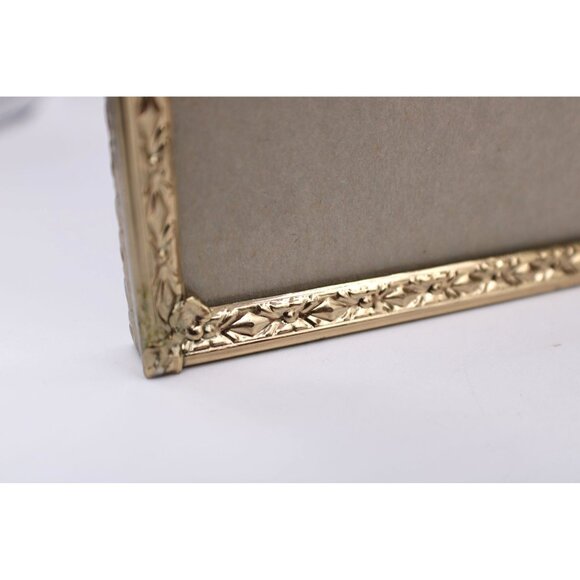 Brass Ornate Double Hinge Frame 8x10" Glass Desktop Vintage Side by Side Pics - Picture 2 of 8